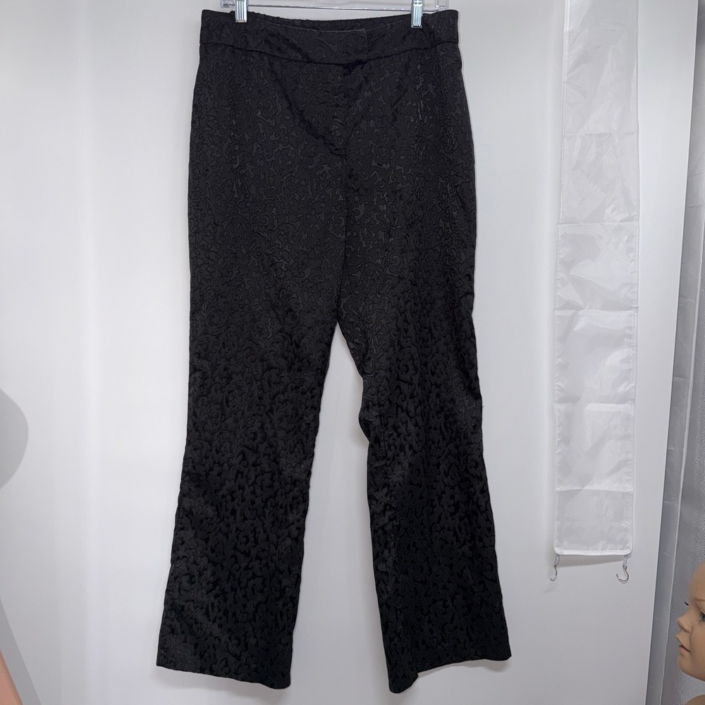 Tribal Womens 12 Black Damask Flocked Scroll Stretch Pants Goth Regency Core